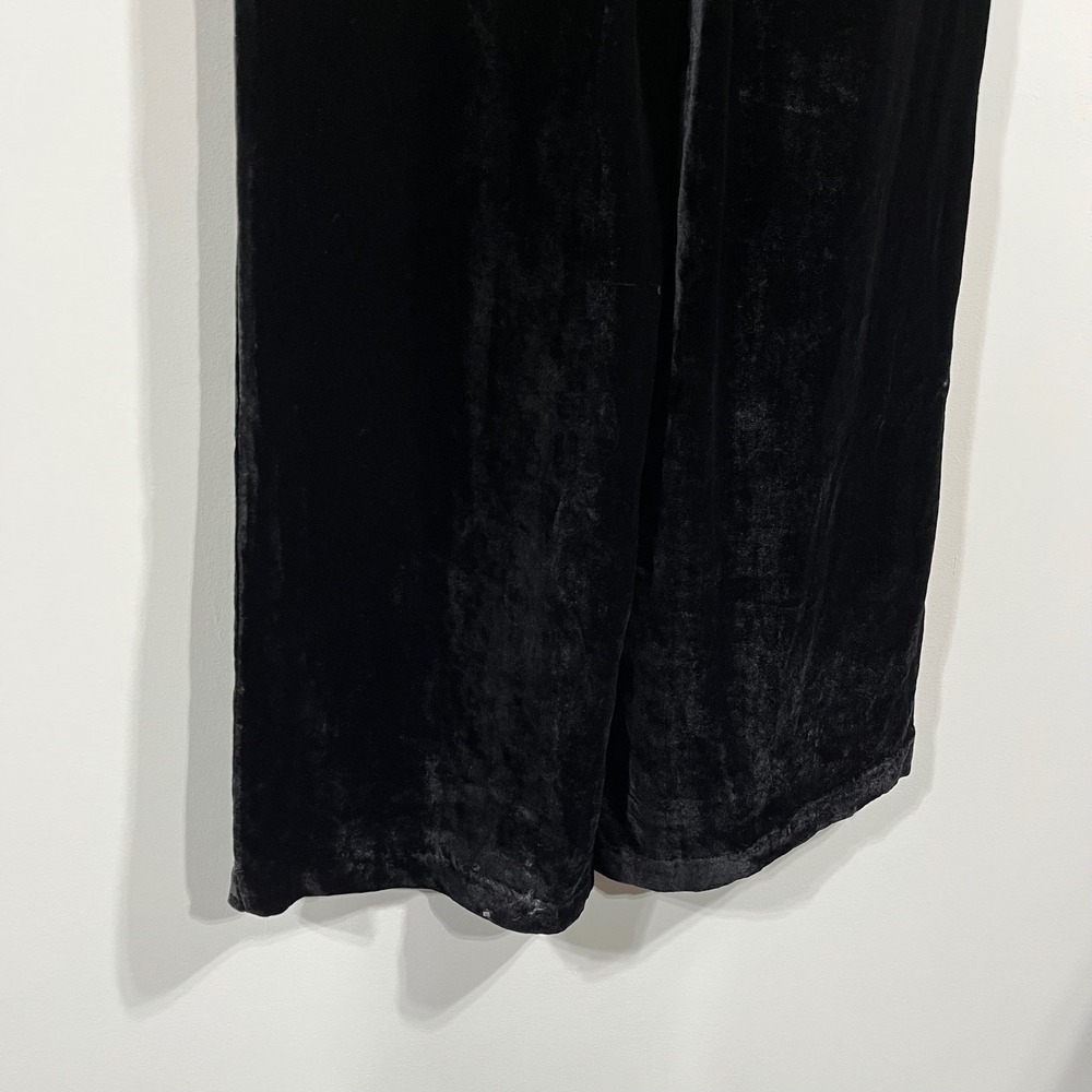 Reformation Black Velvet Silk Wide Leg High Rise Trousers Belt Loops‎ Womens 0 - Picture 10 of 16